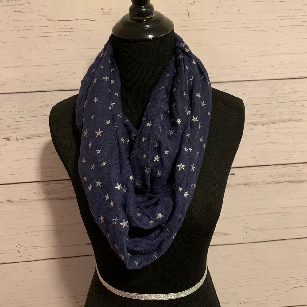 Navy star print infinity scarf